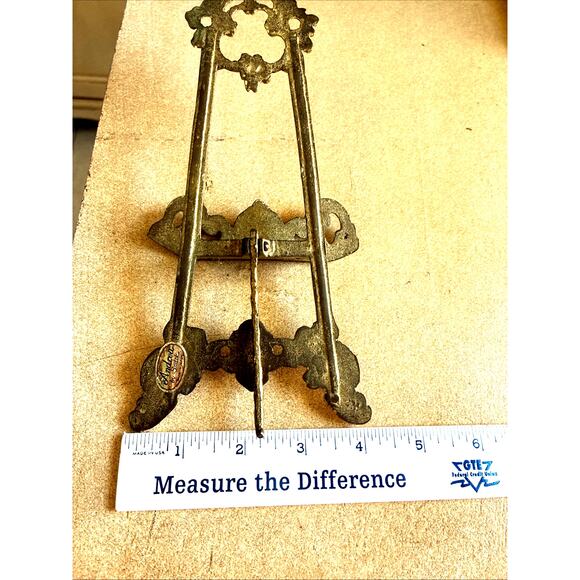 Vintage Art Display Easel Ornate Brass Metal Picture Stand 8.5” Andrea By Sadek - Picture 9 of 11